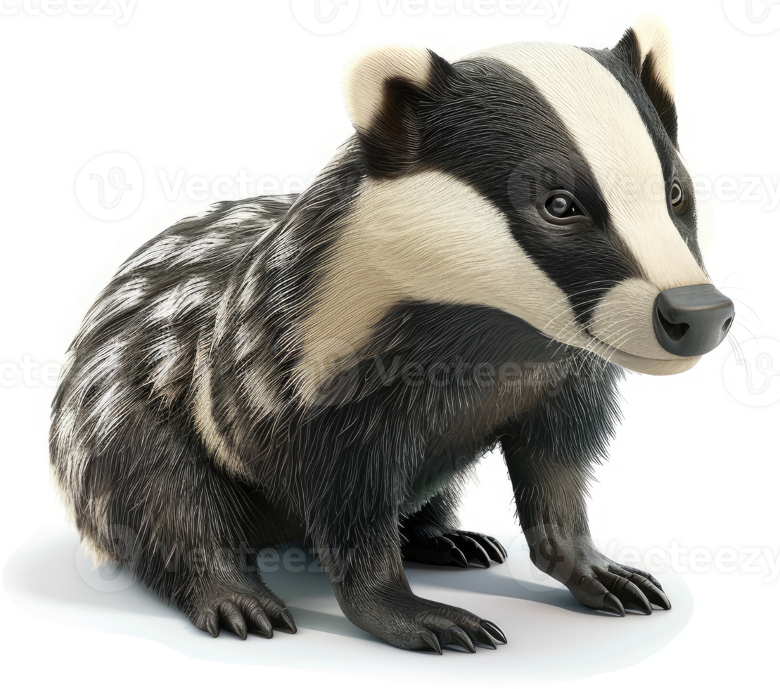 Adorable badger cub, attentively posed. png