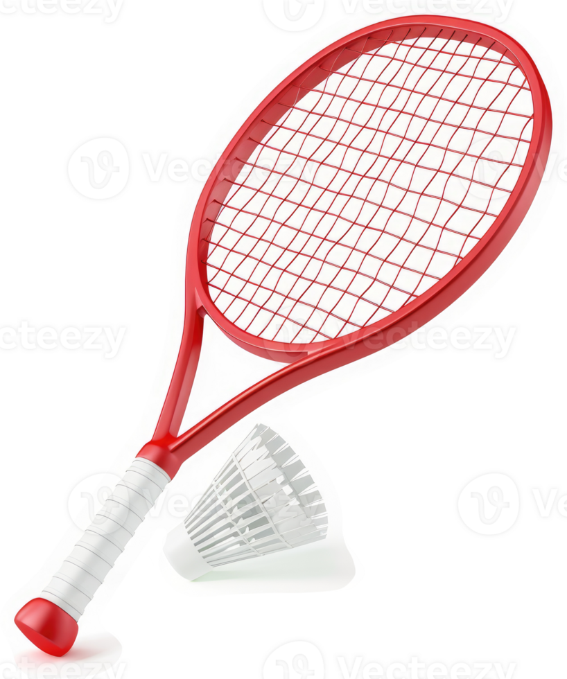 Red badminton racket and shuttlecock. png