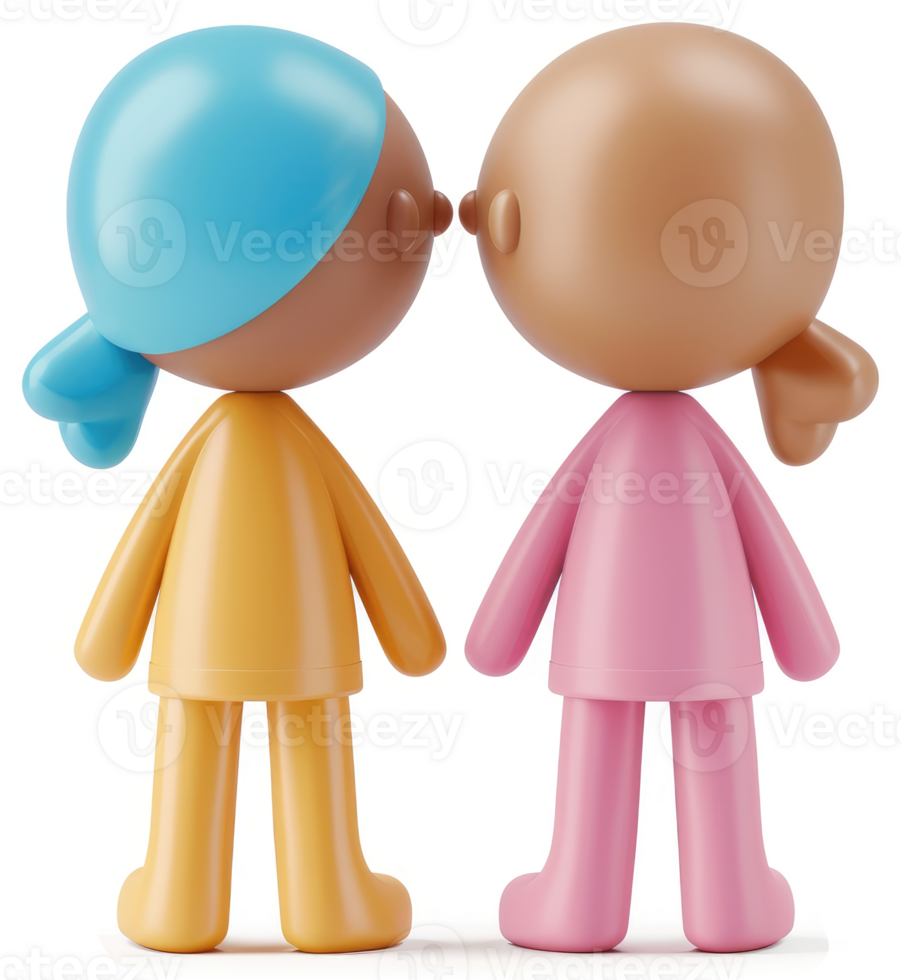 Two stylized figures share a tender kiss, seen from behind. png