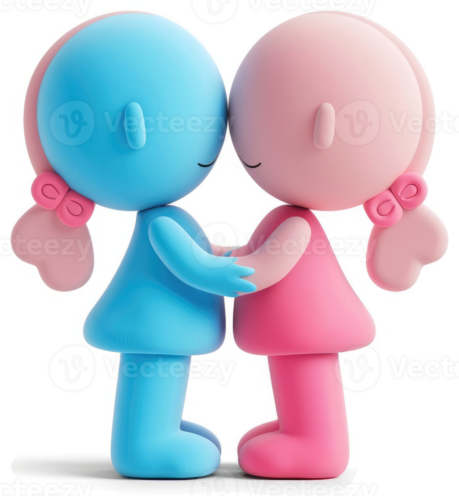 Two stylized figures embracing, expressing affection. png