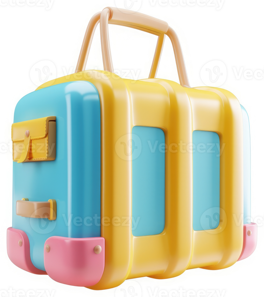 Vibrant, cartoonish luggage design in pastel colors. png