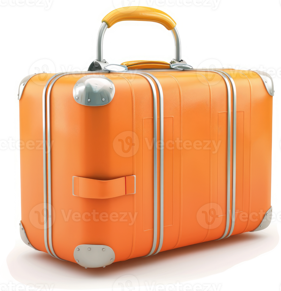 A vibrant orange suitcase, ideal for travel. png