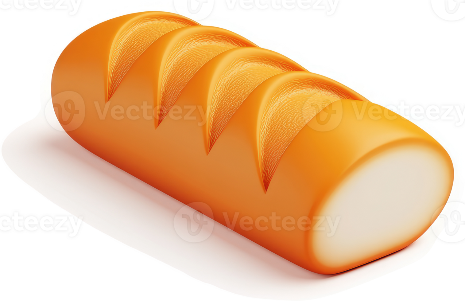 Rendered image of a sliced orange bread roll. png