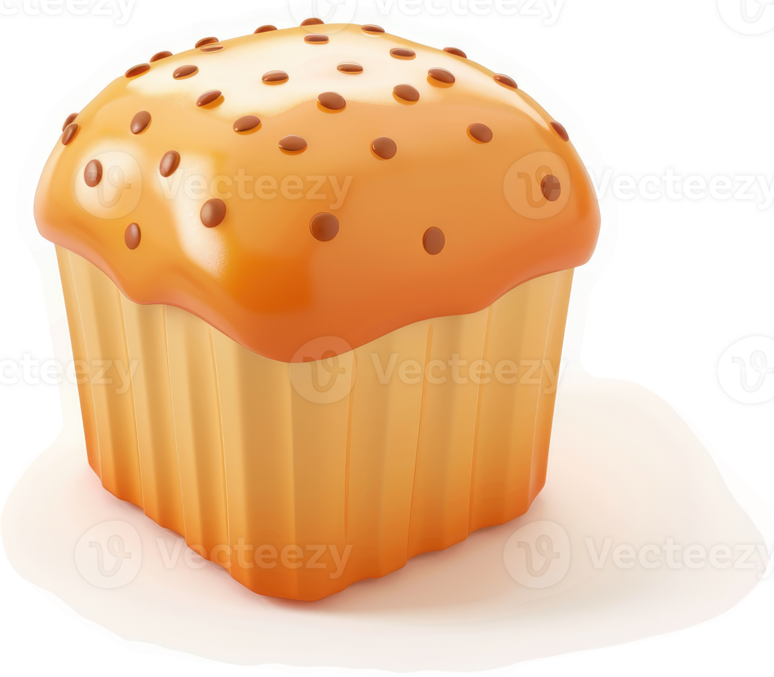Square orange cupcake with chocolate dots. png