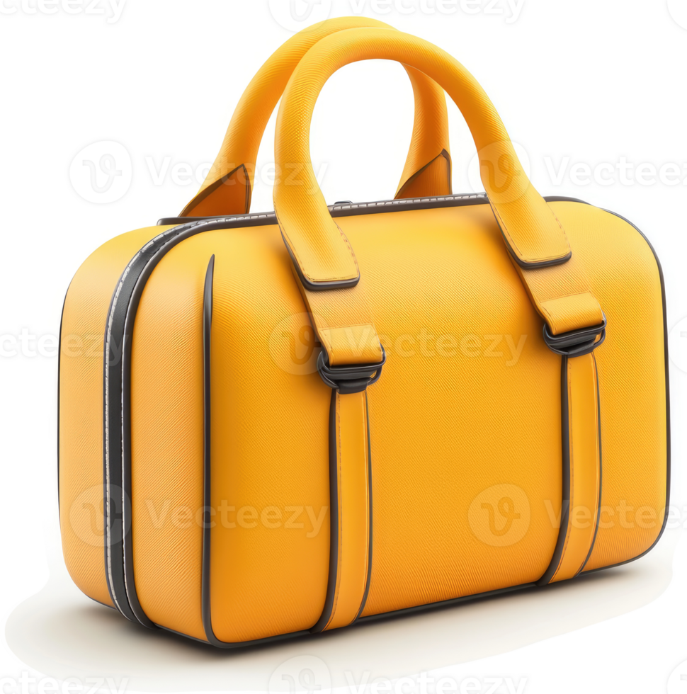 Stylish mustard-yellow satchel handbag with black accents. png