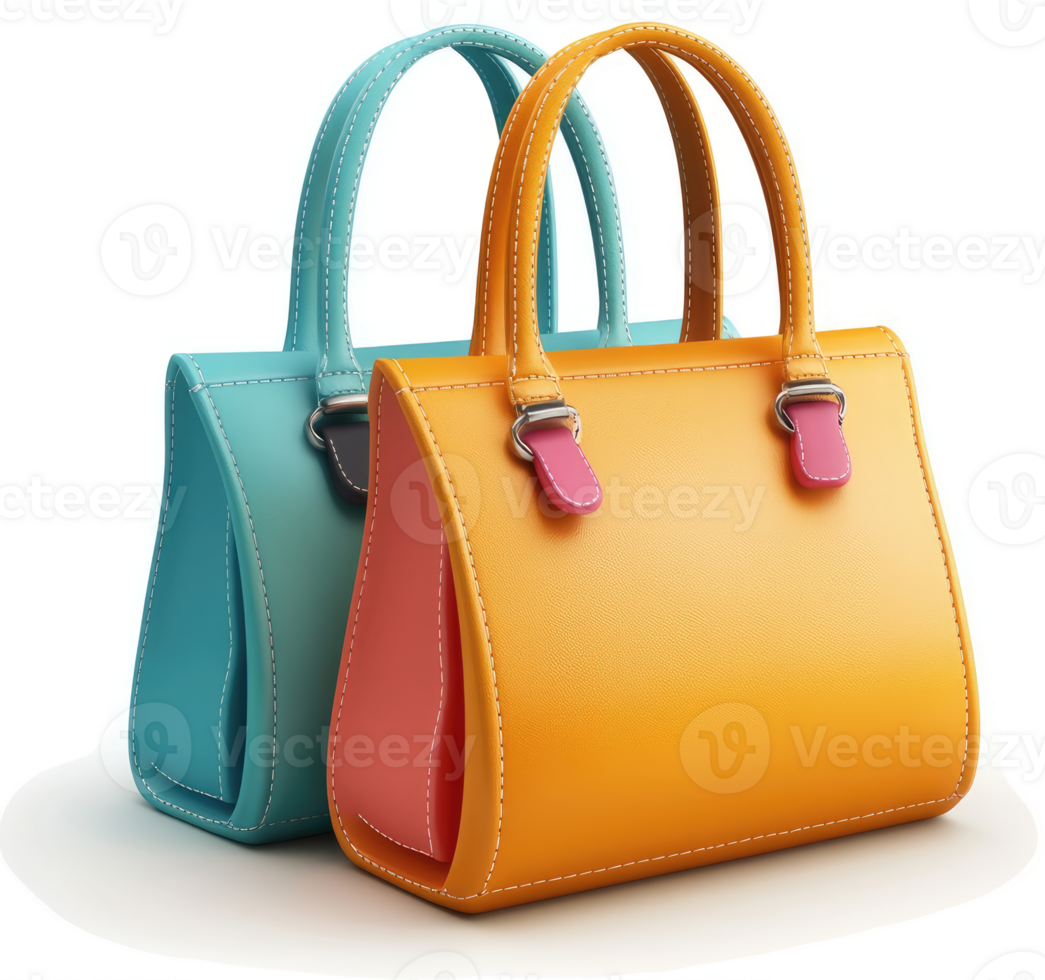 Two stylish handbags in vibrant colors, showcasing a modern design. png