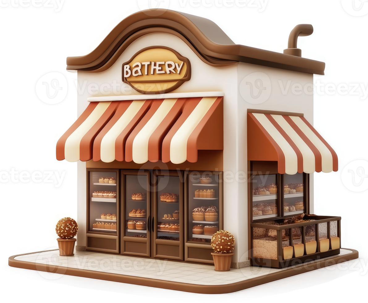 Charming bakery storefront showcases delicious baked goods. png
