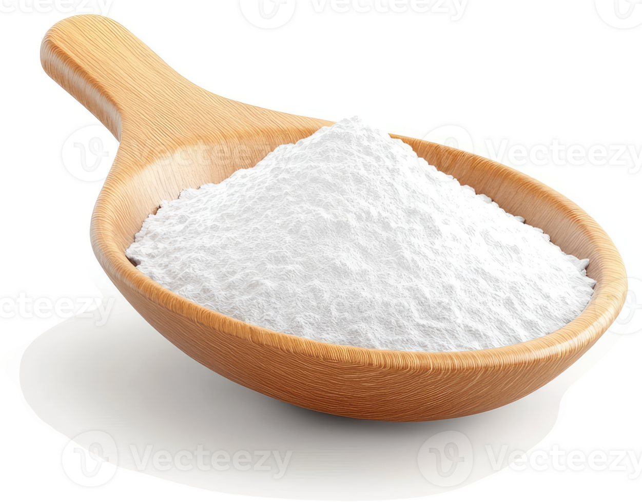 Wooden spoon filled with white powdered foodstuff. png