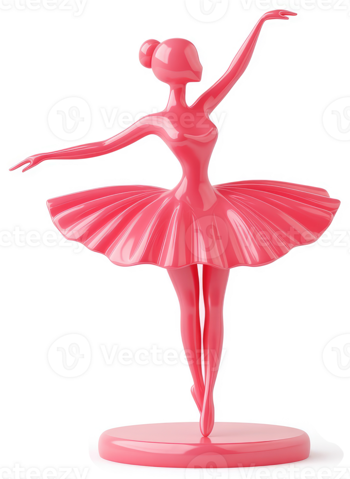 Pink ballerina figurine in graceful pose. png