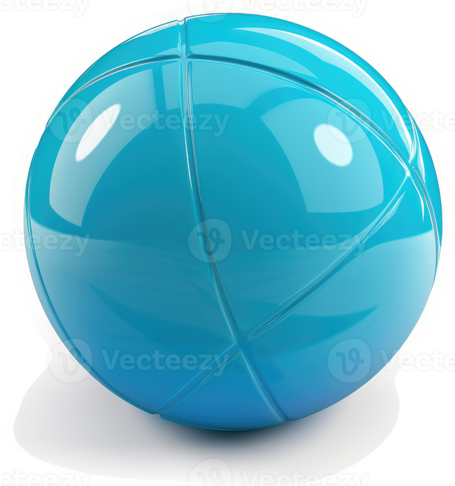 Vibrant light blue sphere with intersecting lines. png