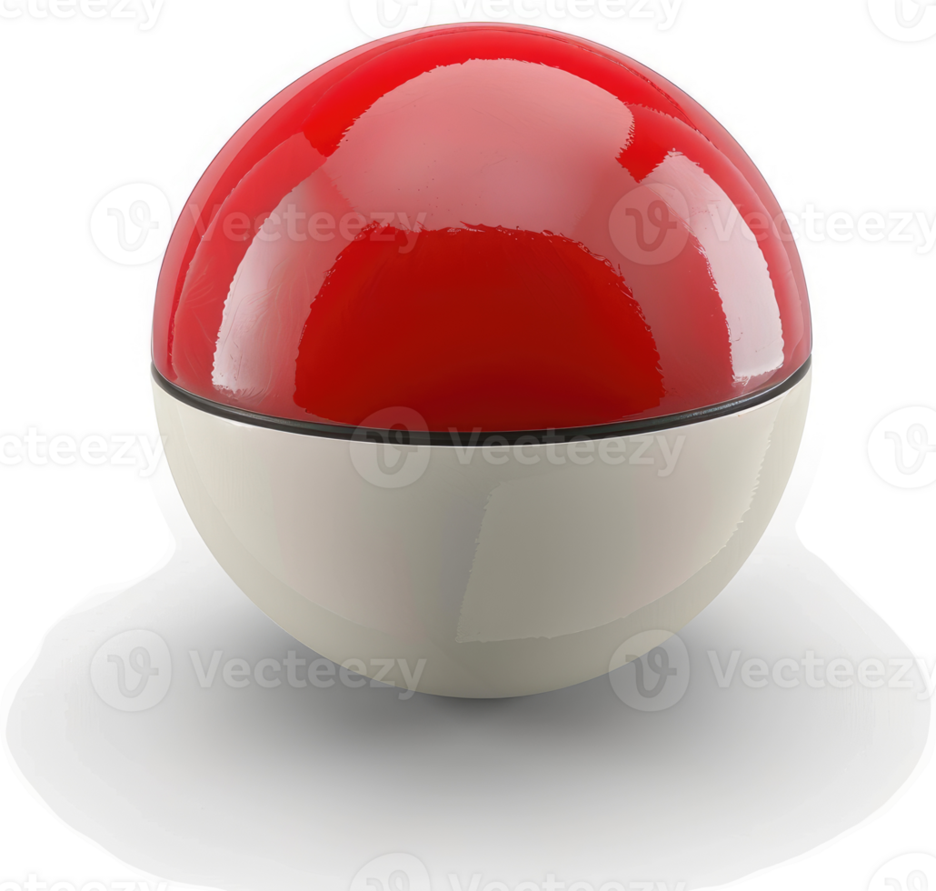 Shiny red and white pokemon ball sphere. png