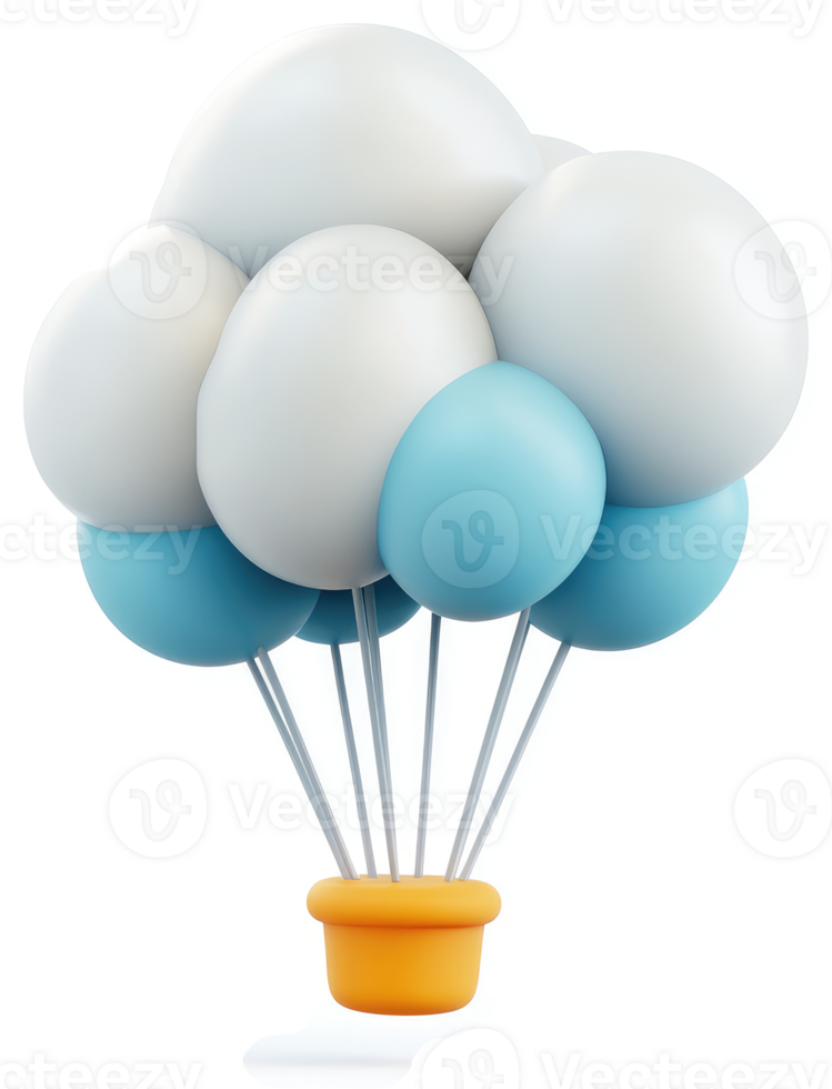 Colorful balloon cluster resembling a whimsical hot air balloon. png