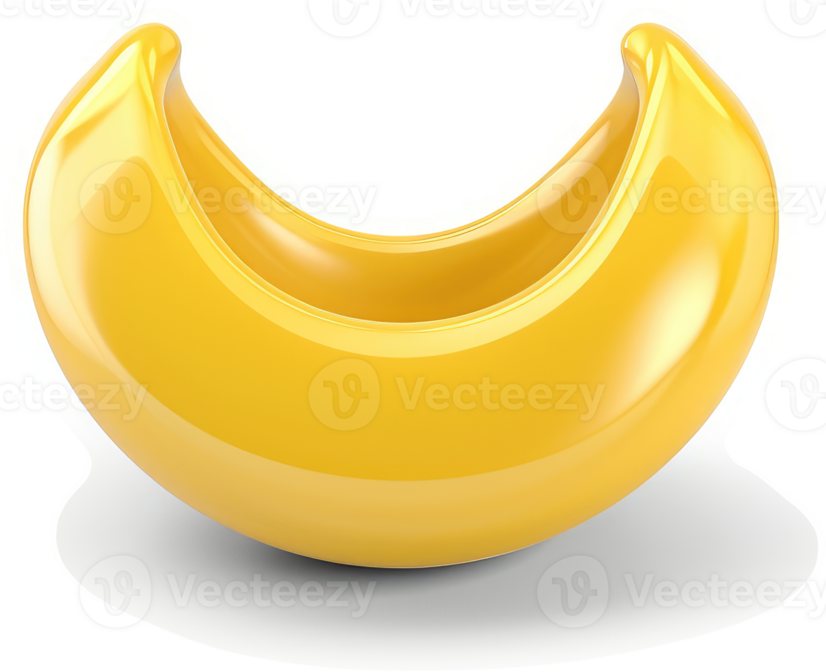 A glossy, yellow pasta shape in a crescent or c-shape. png