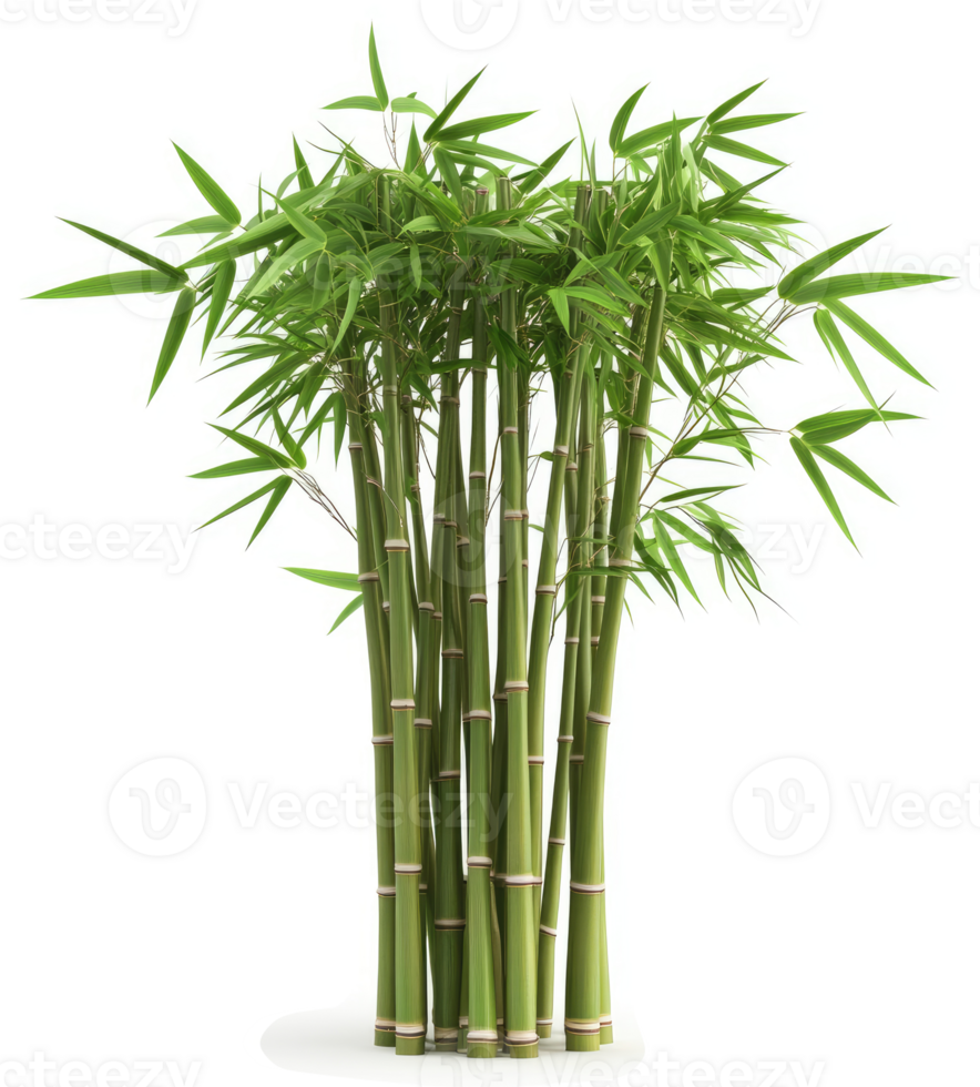 Lush bamboo stalks with vibrant green foliage. png