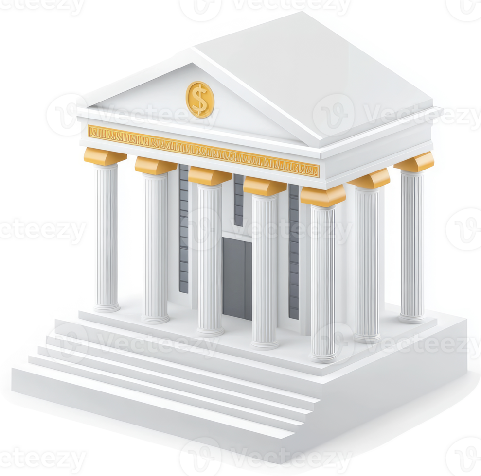 Classical style bank building icon depicts financial institution. png