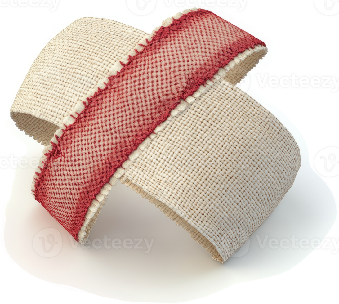 Intertwined fabric bands with crimson accents. png