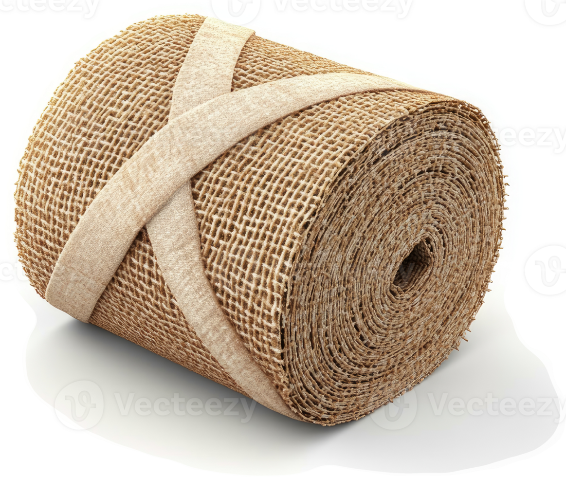 Rolled burlap ribbon with contrasting trim. png
