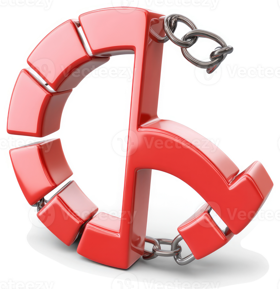 Red peace symbol chained, a concept of constrained freedom. png