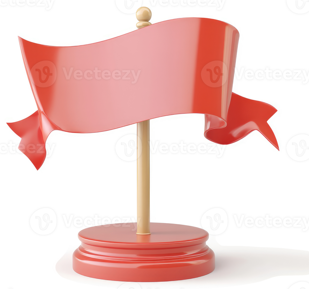 Red ribbon banner on a pedestal award. png