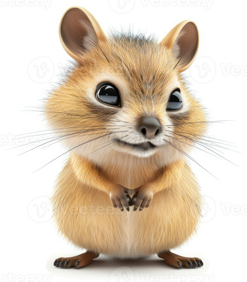 A digital rendering of a cute, fluffy rodent. png