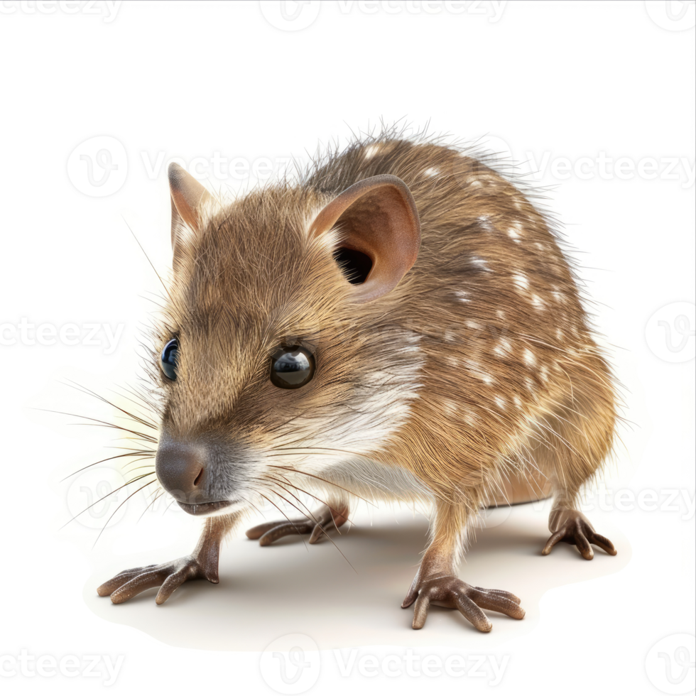 Close-up of a small, spotted marsupial. png