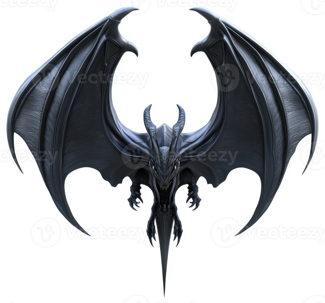Dark dragon with outstretched wings, a powerful mythical creature. png