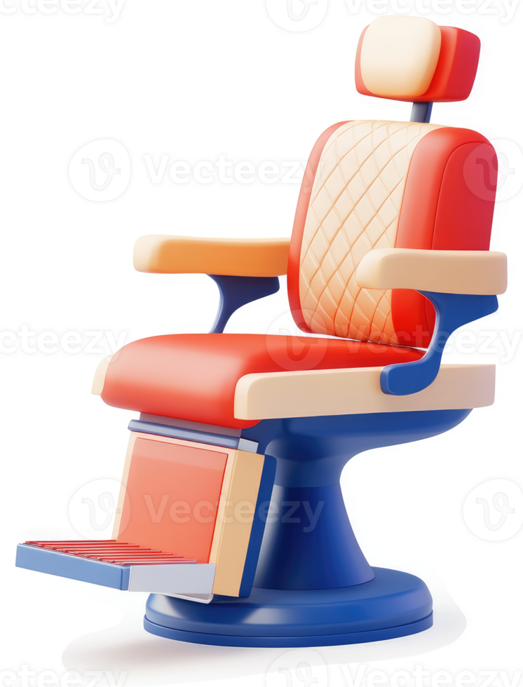 Retro barber chair, digitally rendered. png