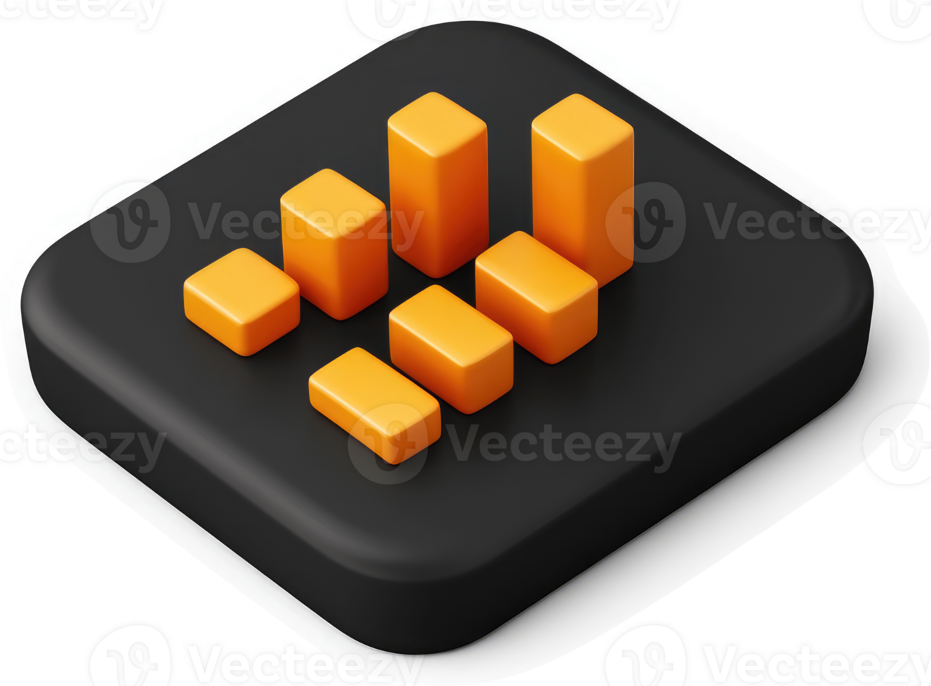 Square icon depicts ascending bar graph of data. png