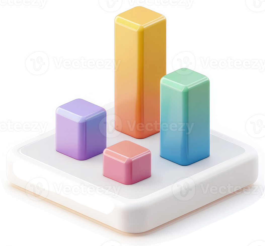 Colorful bar graph icon depicts data visualization. png