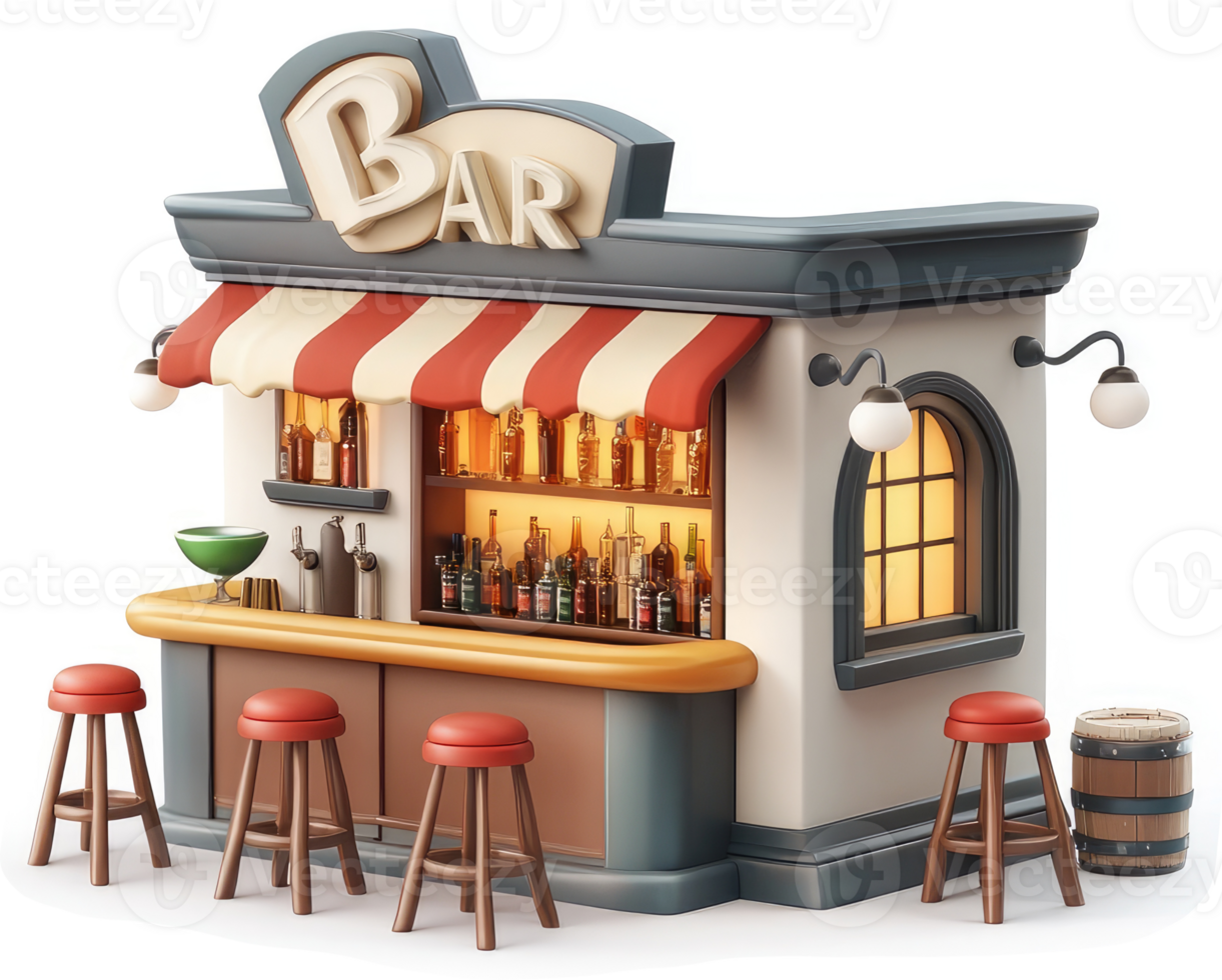 Charming outdoor bar stand with classic design. png