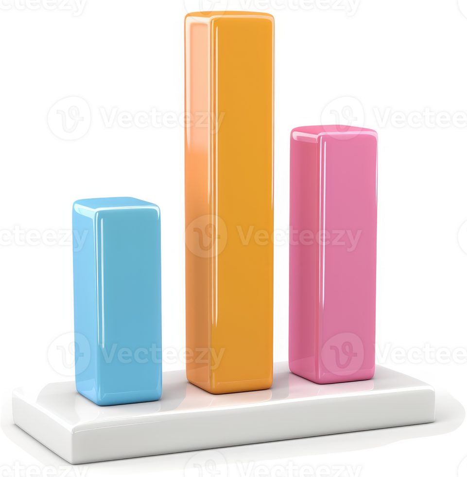 Colorful bar graph illustration depicts rising data points. png