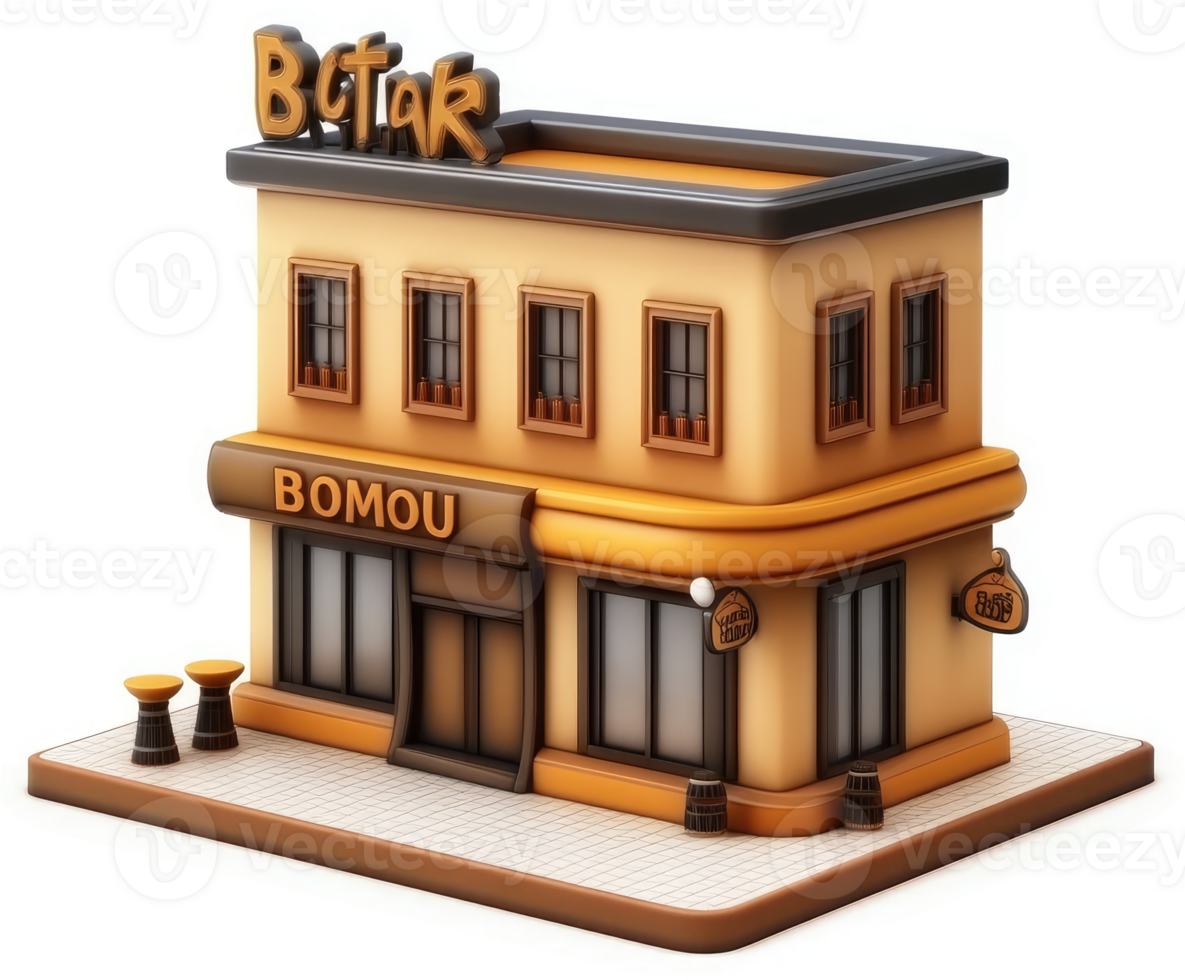 Charming storefront building, perfect for a cafe or bistro. png