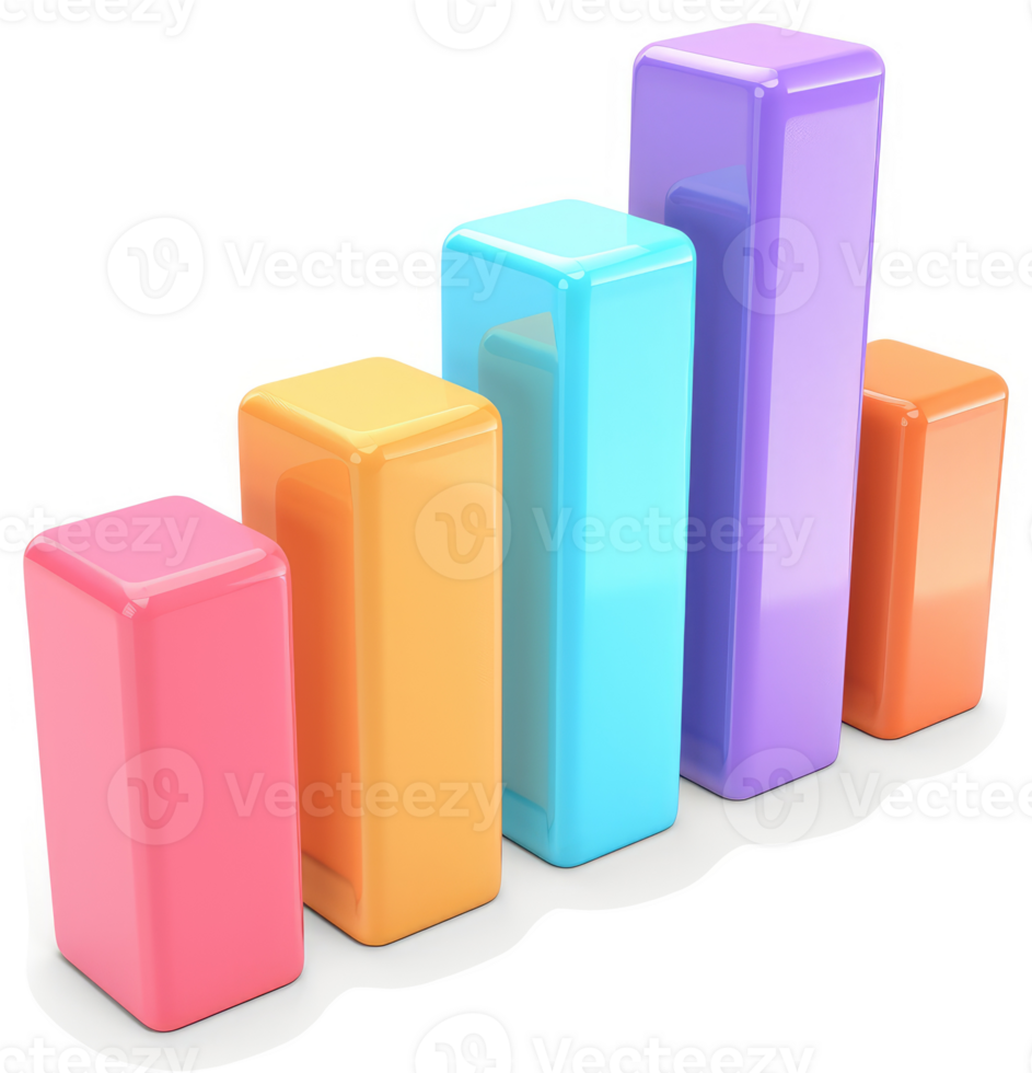 Colorful bar graph illustration of increasing data. png