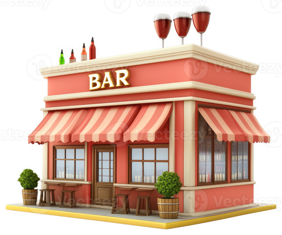 Charming, vintage-style bar establishment exterior. png