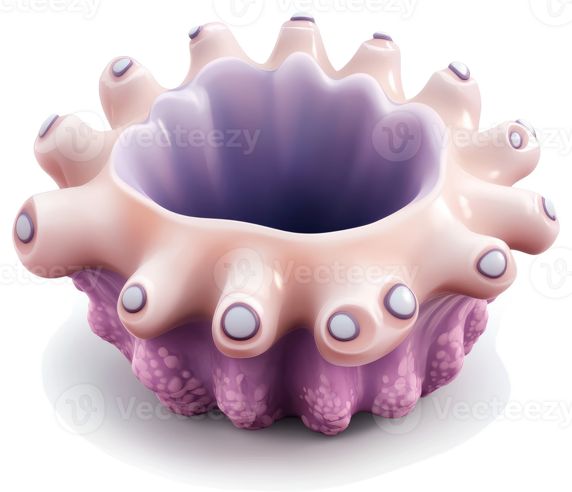 Decorative ceramic seashell-shaped bowl with intricate detail. png