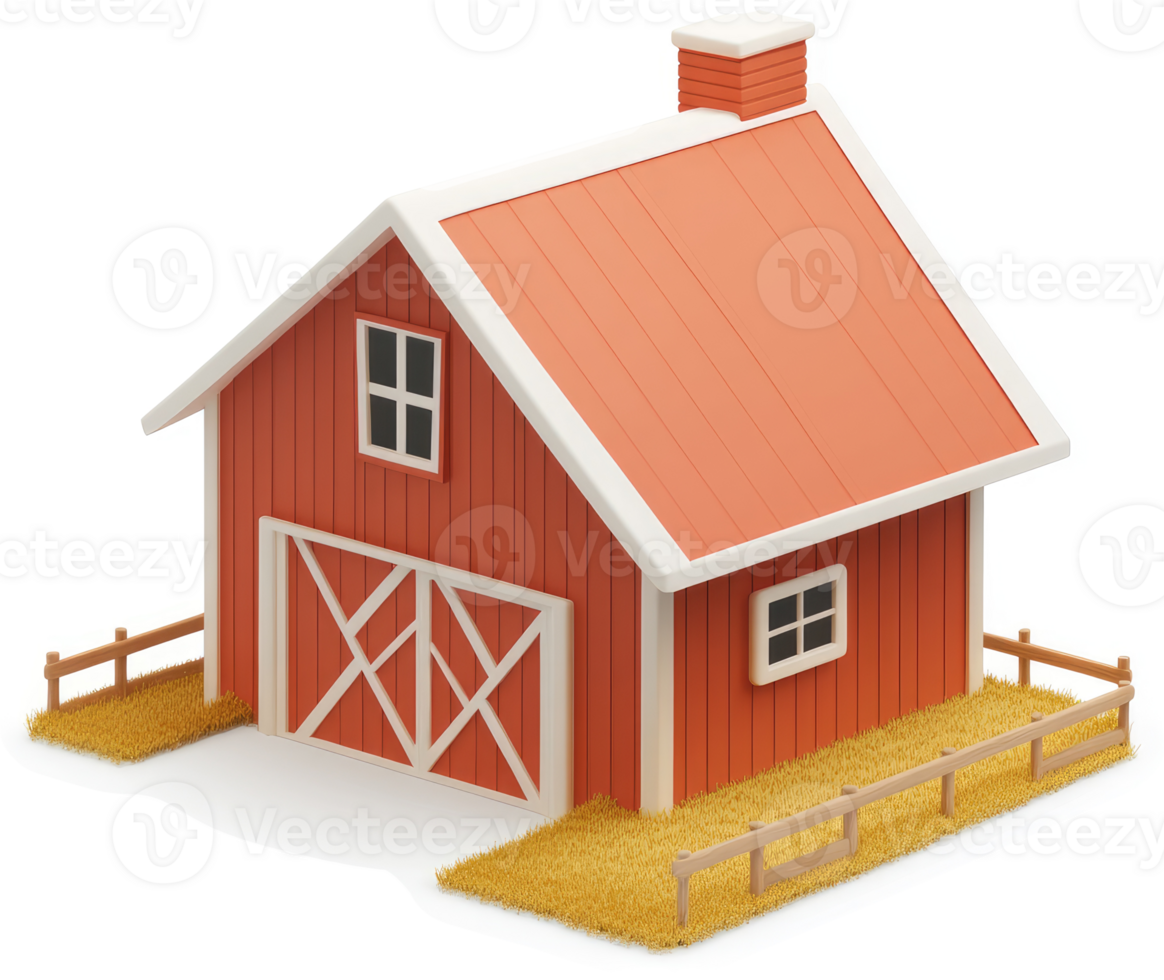 A stylized, cartoon representation of a rustic barn. png