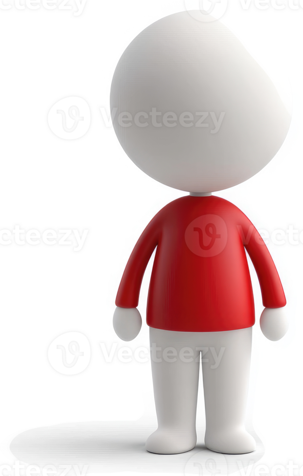 Simple 3d model of a person wearing a red shirt. png