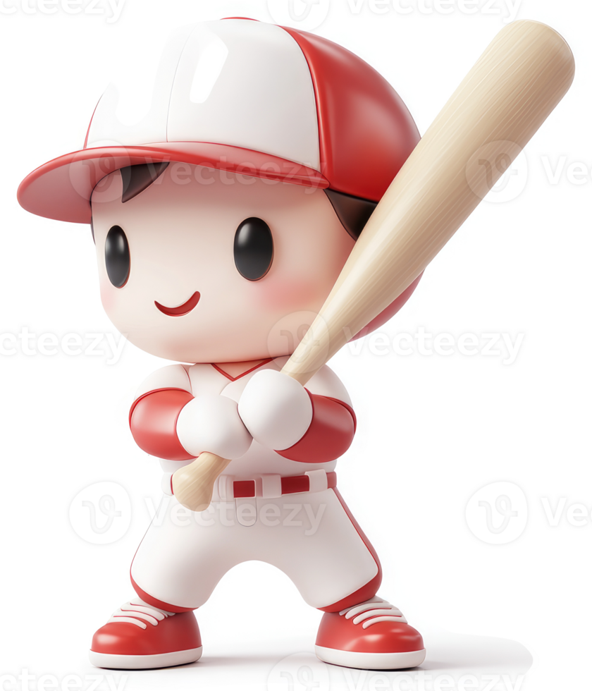Cartoon baseball player in a dynamic batting stance. png