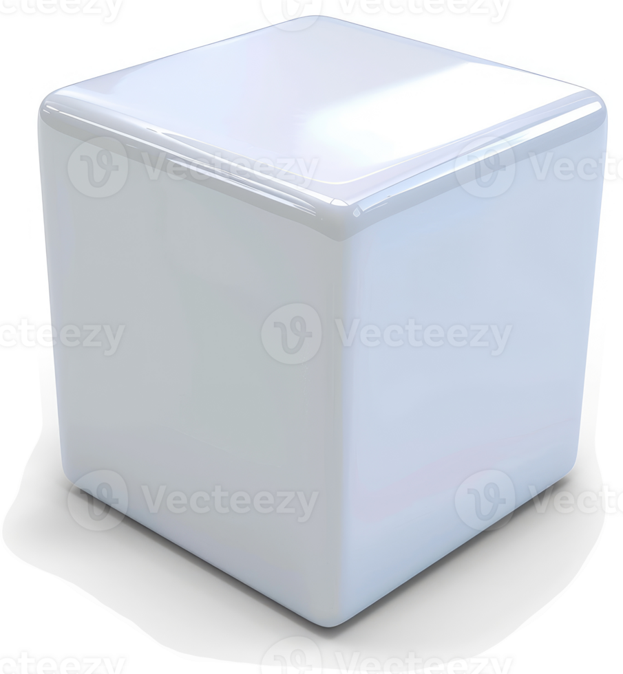 Glossy, pristine white cube, ideal for use in design. png