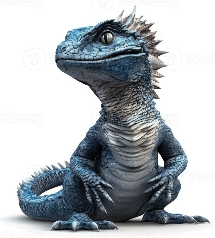Enchanted blue lizard creature with spiky crest. png