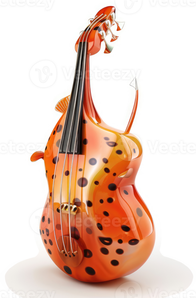 Orange, spotted bass fiddle with abstract design. png