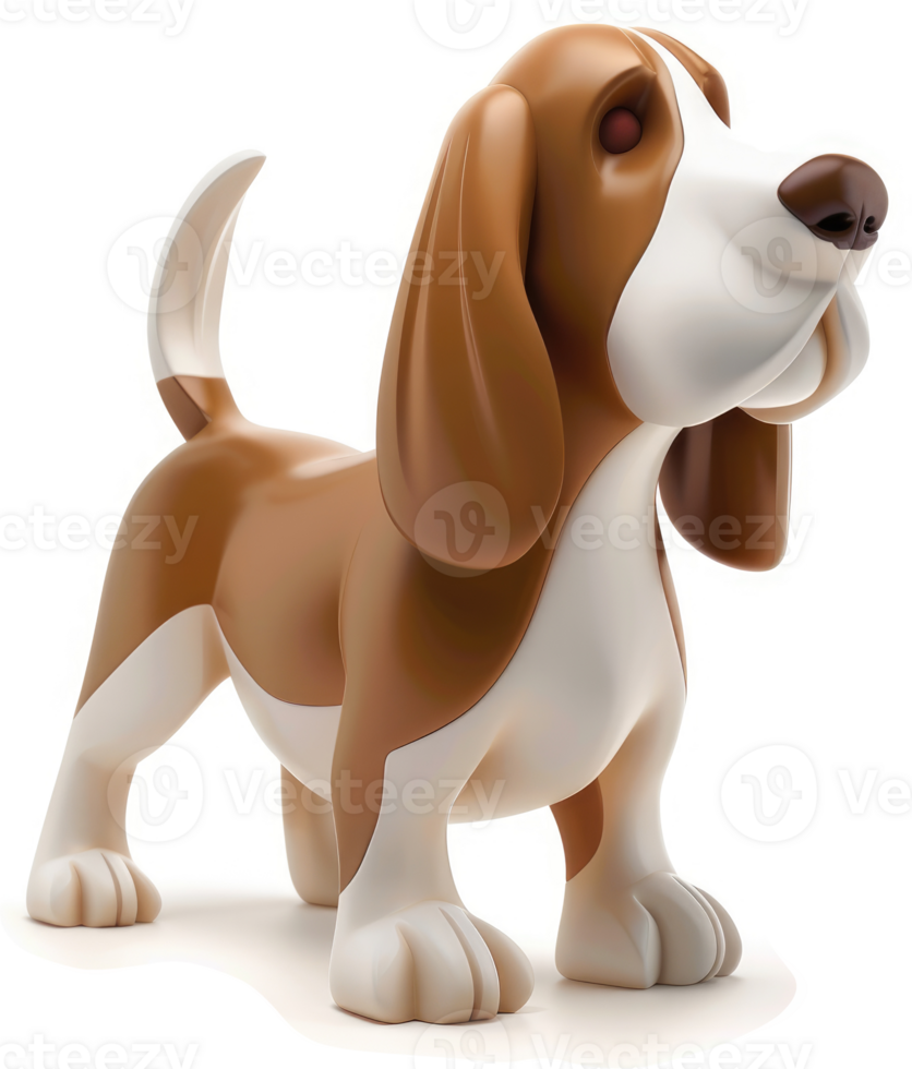 Smiling basset hound figurine stands alert. png