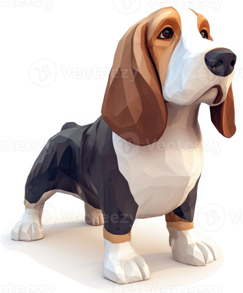 Polygonal basset hound figurine. png