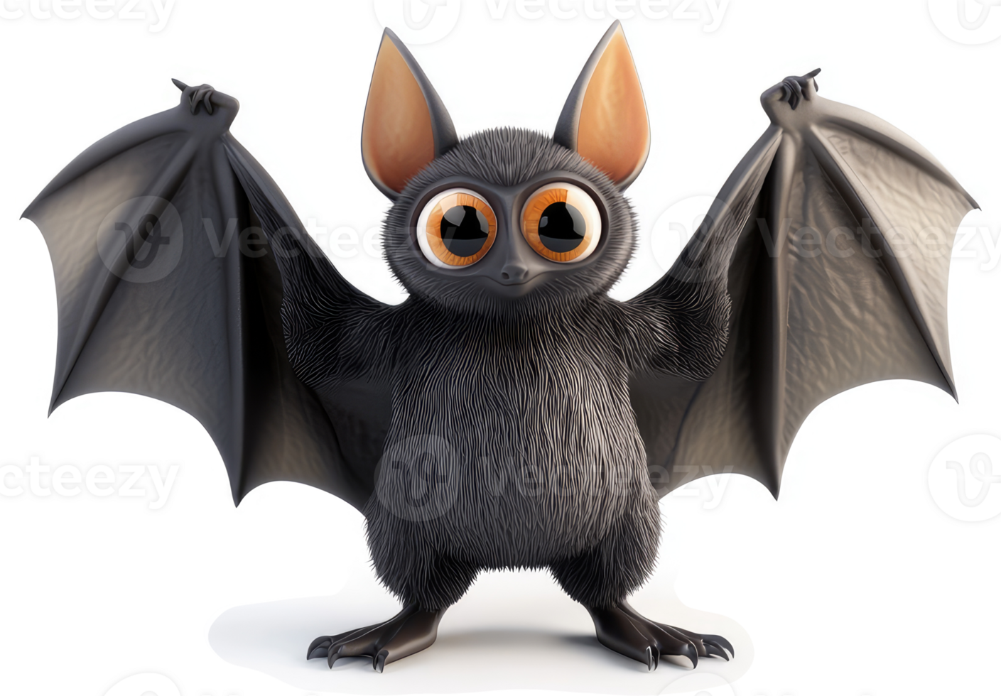 Cartoon bat with wide-spread wings. png
