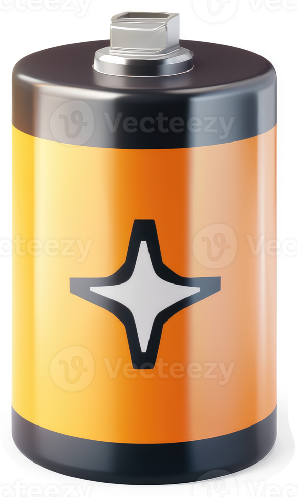 Cylindrical battery with a positive charge indicator. png