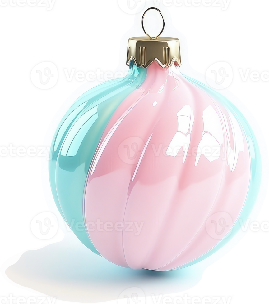 Two-toned pastel Christmas ornament with swirling design. png
