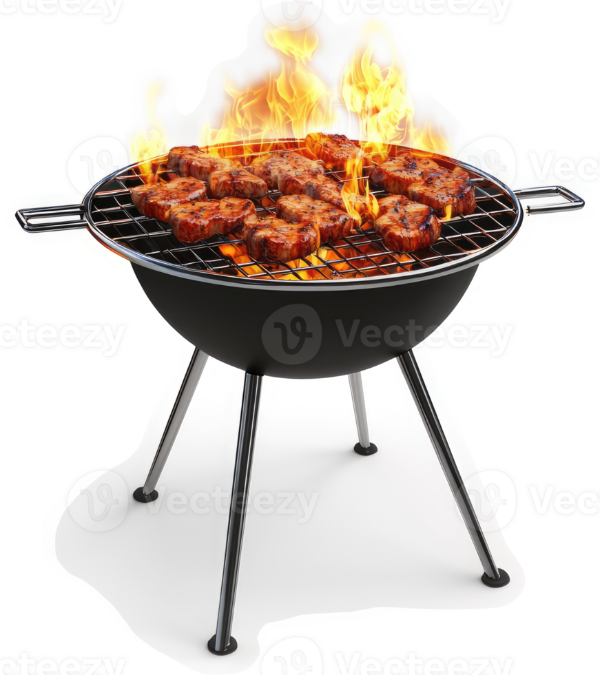 Delicious, juicy pork chops sizzling on a portable grill. png