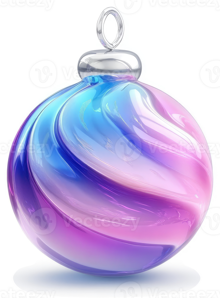 Vibrant swirling Christmas ornament with iridescent colours. png