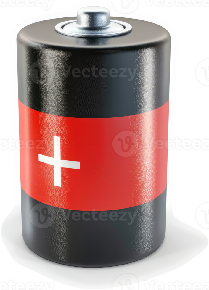 Cylindrical battery with positive terminal marking. png