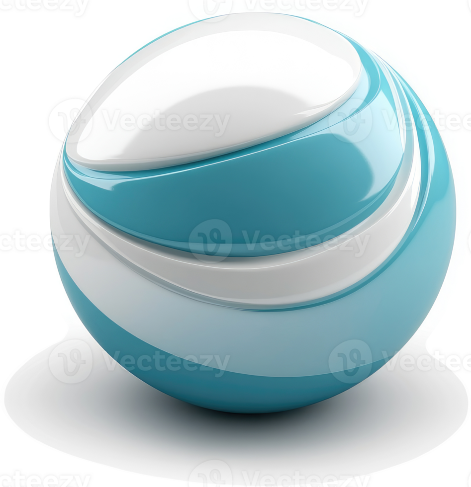 A stylized, smooth, spherical object with teal and white swirling design. png